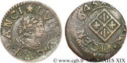 SPANIA - VICH - LOUIS XIV THE SUN KING Denier 1645 Vich