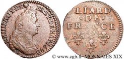 LOUIS XIV THE SUN KING Liard, 3e type, buste âgé 1698 Dijon