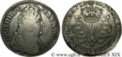 LOUIS XIV LE GRAND OU LE ROI SOLEIL Écu aux trois couronnes 1712 Rennes TB+/TTB