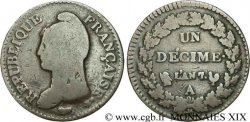 Un décime Dupré, grand module, transformé en boîte de forçat 1799 Paris F.129/20 var.