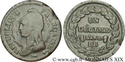 Un décime Dupré, grand module, incuse refrappée 1800 Strasbourg F.129/42