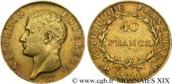 40 francs or, Napoléon tête nue, calendrier révolutionnaire 1805 Paris F.537/2