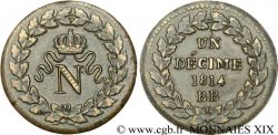 Un décime à l’N couronnée 1814 Strasbourg F.131/1