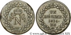 Un décime à l’N couronnée 1814 Strasbourg F.131/3