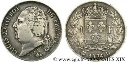 1 franc Louis XVIII 1824 Lyon F.206/58