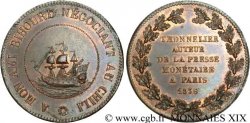 Module de 5 francs en bronze, Bihourd au Chili 1836 Paris VG.2860