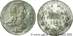 Concours de 20 francs, essai de Montagny, buste nu 1848 Paris VG.3034 var SUP/TTB