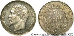 50 centimes Napoléon III, tête nue 1862 Paris F.187/16