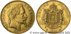 50 francs or Napoléon III, tête laurée 1866 Strasbourg F.548/7