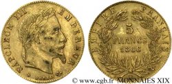 5 francs or Napoléon III, tête laurée 1866 Strasbourg F.502/10 TTB