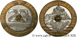 20 francs Mont Saint-Michel, 4 cannelures, V ouvert 1992 Pessac F.403/5