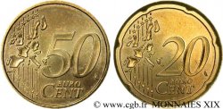 BANQUE CENTRALE EUROPEENNE 20/50 centimes d’euro, frappe fautée n.d. 