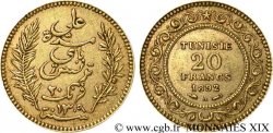 TUNISIE - PROTECTORAT FRANÇAIS - ALI BEY 20 francs or AH 1309 = 1892 Paris