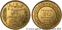 TUNISIE - PROTECTORAT FRANÇAIS - MOHAMED EN-NACEUR BEY 20 francs or AH 1321 = 1904 Paris