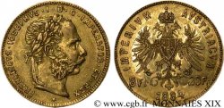 AUTRICHE - FRANÇOIS-JOSEPH Ier 8 florins ou 20 francs or 1884 Vienne