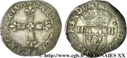 CHARLES X, CARDINAL DE BOURBON Quart d écu, croix de face 1591 Nantes