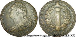 CONVENZIONE NAZIONALE 2 sols dit au faisceau , type FRANÇOIS 1793 Metz