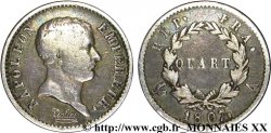 Quart (de franc) Napoléon Empereur, tête de nègre 1807 Paris F.160/1