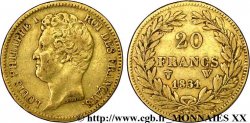 20 francs or Louis-Philippe, Tiolier, tranche inscrite en creux 1831 Lille F.524/4