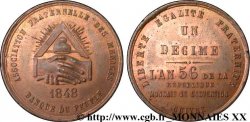 Ensemble de six monnaies de la banque du peuple, 1 et 1/2 franc, 1, 1/2, 1/5e et 1/10e de décime 1848 VG.3211-3213-3214-3215-3216-3217