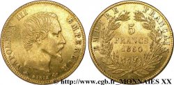 5 francs or Napoléon III tête nue, grand module 1860 Strasbourg F.501/13