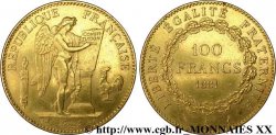 100 francs or Génie, tranche inscrite en relief Dieu protège la France 1881 Paris F.552/4