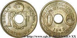 AFRIQUE ÉQUATORIALE FRANÇAISE 10 centimes AEF 1943 Prétoria