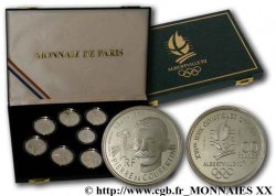 Coffret de neuf pièces de 100 francs BU Jeux Olympiques d hiver d Albertville, et une 100 francs BE Pierre de Coubertin - Essai n.d. Pessac