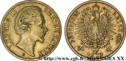 ALLEMAGNE - ROYAUME DE BAVIÈRE - LOUIS II 20 marks or, 1er type 1872 Münich TTB