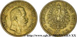 ALLEMAGNE - GRAND-DUCHÉ DE HESSE - LOUIS III 20 marks or, 2e type 1874 Darmstadt