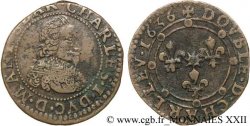 ARDENNES - PRINCIPAUTY OF ARCHES-CHARLEVILLE - CHARLES I OF GONZAGUE Double tournois, col en dentelles et soleil au revers