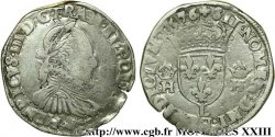 HENRI III Teston 3e type, col fraisé 1576 Bayonne