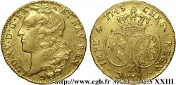LOUIS XV THE WELL-BELOVED Double louis dit au bandeau 1743 Grenoble
