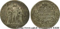5 francs Union et Force, Union serré, avec glands intérieurs et gland extérieur 1802 Marseille F.288/182 TB