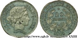 Concours de 20 francs, essai de Leclerc, deuxième concours 1848 Paris VG.3027 var SUP