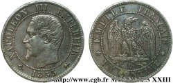 Un centime Napoléon III, tête nue, différent ancre 1855 Lyon F.102/20