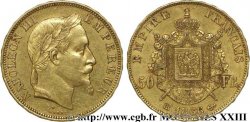 50 francs or Napoléon III, tête laurée 1866 Strasbourg F.548/7