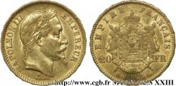 20 francs or Napoléon III, tête laurée, frappe tréflée 1866 Strasbourg F.532/14