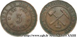 MINES ET FORGES Bon pour 5 francs, Mines de Gar-Rouban (Algérie) 1865 