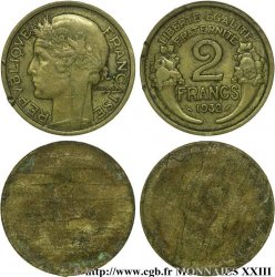 2 francs Morlon, flan paillé ouvert en deux 1932 Paris F.268/3 TB