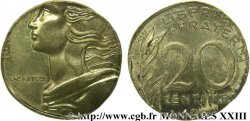 20 centimes Marianne, frappe fautée sur flan de 5 centimes Marianne 1980 Pessac F.156/20 var.