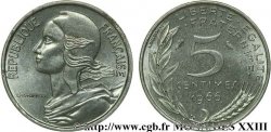 Pré-série sans le mot ESSAI de 5 centimes Marianne, sur flan en acier 1966 Paris G.175
