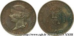 ESPAGNE - ROYAUME D ESPAGNE - ISABELLE II Essai de 25 centimes en cuivre, non adopté 1859 Madrid