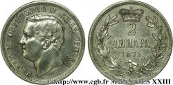 ROYAUME DE SERBIE - MILAN IV OBRÉNOVITCH 2 dinara 1875 Vienne