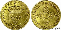 LOUIS XIII LE JUSTE Écu d or au soleil, à la croix anillée fleurdelisée 1643 Amiens