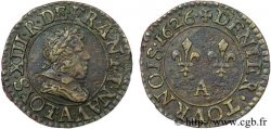 LOUIS XIII Denier tournois, buste juvénile avec le col plat, (11e portrait) 1626 Paris
