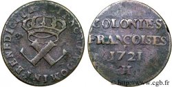 LOUIS XV THE WELL-BELOVED Neuf deniers, colonies françoises 1721 La Rochelle