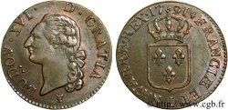 LOUIS XVI (MONARQUE CONSTITUTIONNEL) Sol dit à l écu 1791 Limoges
