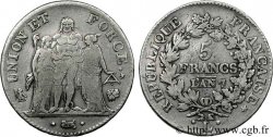 5 francs Union et Force, Union desserré, avec glands intérieurs et gland extérieur 1799 Bayonne F.291/28