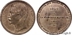 Essai monétaire au module de 5 francs, Louis-Napoléon Bonaparte, par Caqué 1852 Paris VG.3303 var. TTB